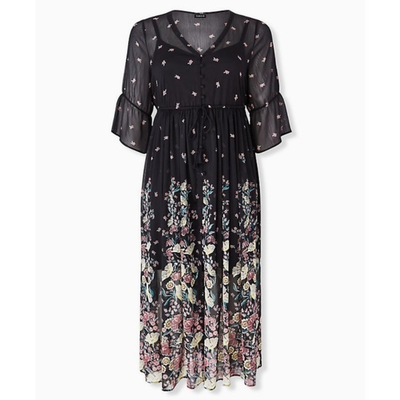 torrid Dresses & Skirts - Torrid Floral Chiffon Button Front Maxi Dress 0